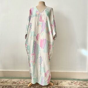Vintage Mary McFadden Satin Kafka Caftan Muumuu Dress